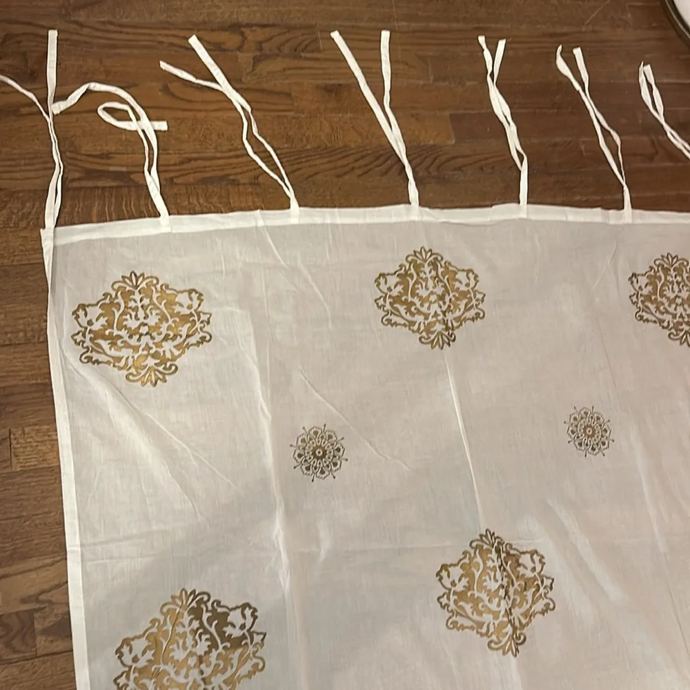 Bohemian style White cotton pair of curtains🤍🤍🤍